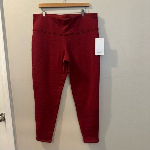 Athleta Altitude Tights Polartec Power Stretch Burgundy Fleece Leggings Size 1X - Picture 3 of 14